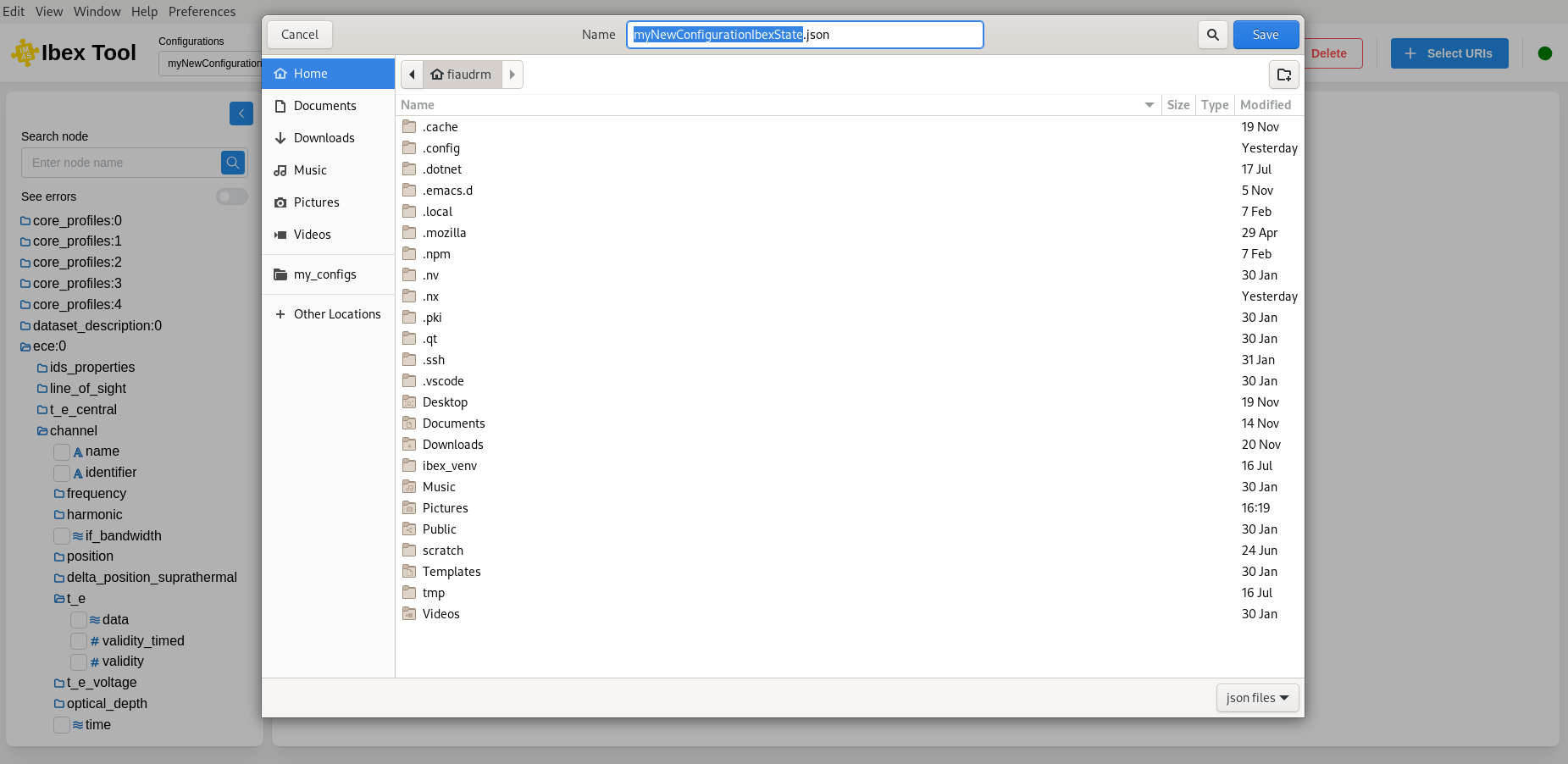 Save configuration